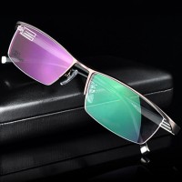 Reven Jate Alloy Front Rim Eyeglasses frame with Flexible Temple Arms Semi-Rimless Glasses Frame with 4 Optional Colors