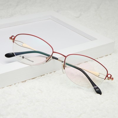 Titanium Half frame Eyeglasses Woman Ultra Light Weight Optical Myopia glasses Frames female Eyewear Spectacles 152